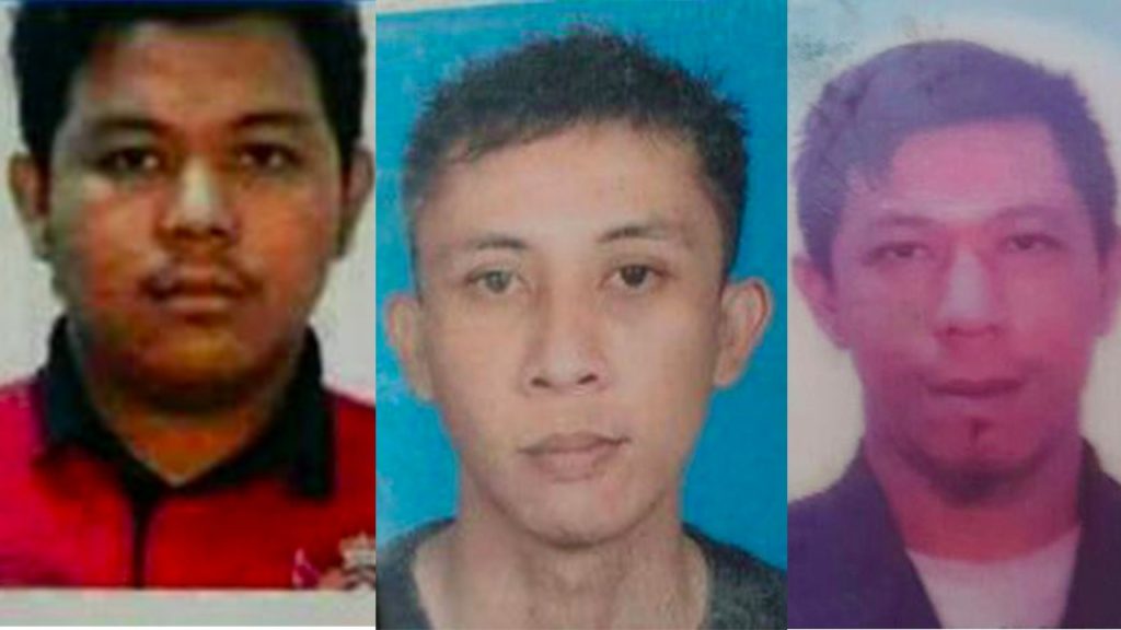 Dari kiri, Muhamad Izwan Ngatino, Mohamad Inderul Zain dan Norhaizam Ngantino 