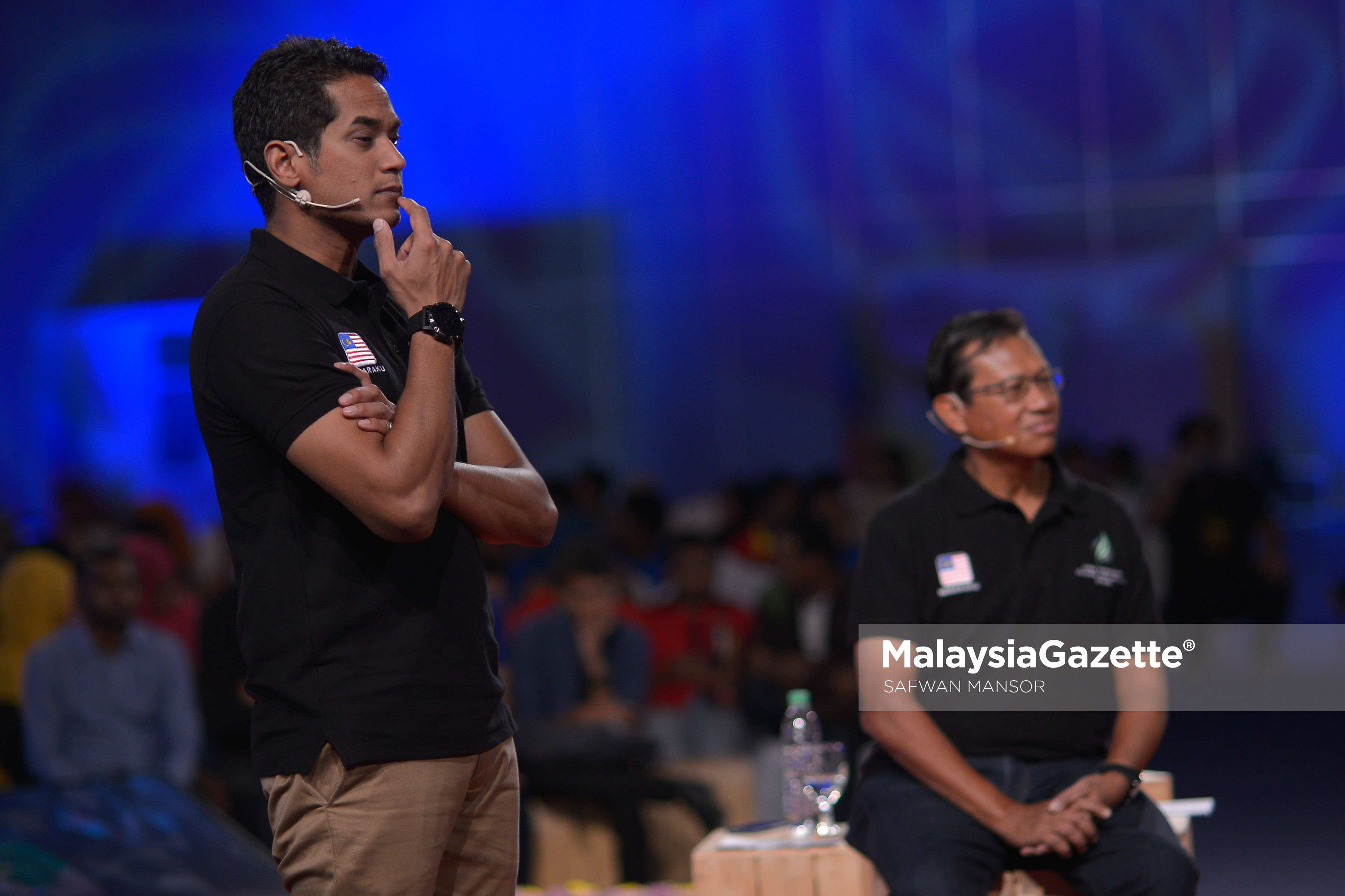 Reaksi Menteri Belia dan Sukan, Khairy Jamaluddin dan Menteri Pertanian dan Industri Asas Tani, Datuk Seri Shabery Cheek ketika mendengar aspirasi salah seorang peserta TN50 pada Program Chillax Agropreneur Muda TN50 di MAEPS Serdang. foto SAFWAN MANSOR, 12 APRIL 2017