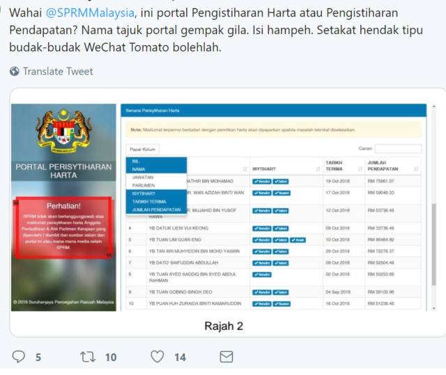 Netizen Tanya Sprm Ini Portal Isytihar Harta Atau Pendapatan