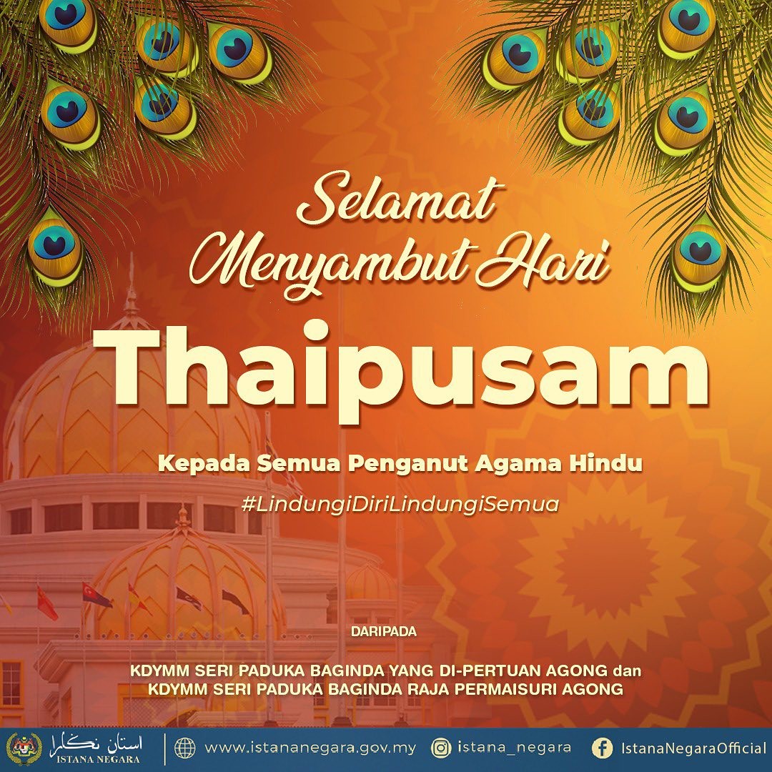 Agong Raja Permaisuri Ucap Selamat Menyambut Thaipusam