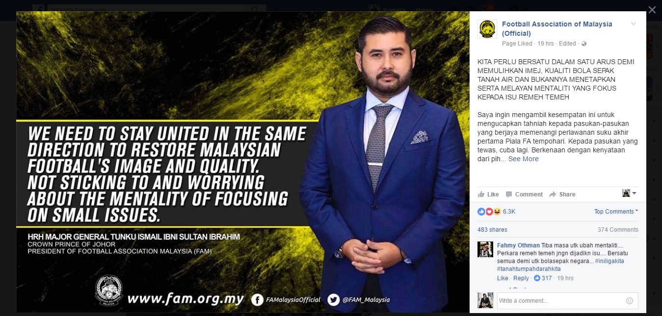 TMJ menafikan khabar angin mengaitkan Tan Cheng Hoe dan FAM dalam kenyataan menerusi ruang rasmi Facebook FAM semalam.