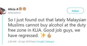 Alicia Amin bercakap tentang tidak dibenarkan membeli arak di KLIA.