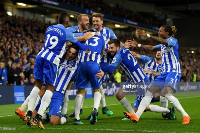 Brighton & Hove Albion semasa wisel akhir dibunyikan, setelah pasukan mereka berjaya menewaskan pasukan Manchester United.