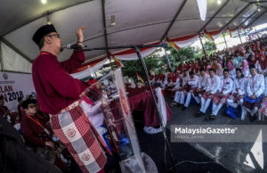 Ketua UMNO Bahagian Bandar Tun Razak, Datuk Rizalman Datuk Mokhtar berucap pada Mesyuarat Perwakilan UMNO Bandar Tun Razak di Laman Tun Razak, Kuala Lumpur. foto HAZROL ZAINAL, 30 JUN 2018.