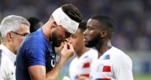 Olivier Giroud menerima enam jahitan untuk menutup luka di atas matanya dalam perlawanan persahabatan antara Perancis dan Amerika Syarikat di Lyon, semalam.