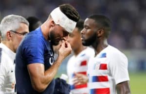 Olivier Giroud menerima enam jahitan untuk menutup luka di atas matanya dalam perlawanan persahabatan antara Perancis dan Amerika Syarikat di Lyon, semalam.