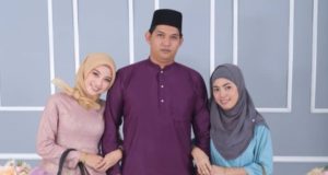 Fadli Fathullah bersama isteri pertama, Sherrylin (kiri) dan Sabrina semasa menyambut Hari Raya Aidilfitri di Sandakan baru-baru ini.