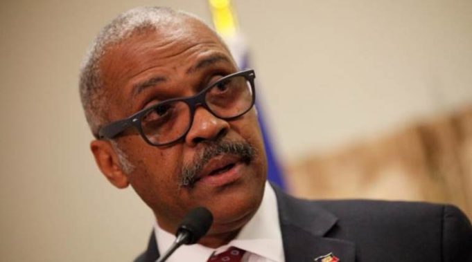 Haiti's prime minister Jack Guy Lafontant gives a speech during his presentation at the National Palace in Port-au-Prince, Haiti