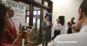Menteri Belia dan Sukan, Syed Saddiq Syed Abdul Rahman berucap pada Pelancaran Komuniti Teknologi Perancis di Kediaman Kedutaan Perancis, Jalan Langgak Golf, Kuala Lumpur. foto AFIQ RAZALI, 05 JULAI 2018.