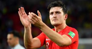 Harry Maguire beraksi bersama Leicester City dalam Liga Perdana Inggeris musim lalu.