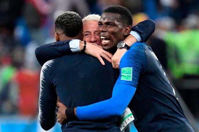 Didier Deschamps memuji Paul Pogba selepas Perancis menewaskan Belgium di separuh akhir Piala Dunia 2018, awal pagi tadi. Foto Buletin Manchester United.