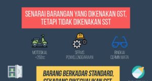 susu formula bayi, sardin, fi doktor hospital swasta, tiket wayang dan taman tema, insurans kesihatan untuk individu, servis penyelenggaraan, fi transaksi bank dan bingkai cermin mata adalah barangan yang dikenakan GST tetapi dikecualikan dari SST.