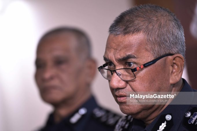 Ketua Polis Negara, Tan Sri Mohamad Fuzi Harun bercakap pada sidang media sempena Seminar PDRM Mendepani Cabaran Dalam Kepolisan Moden di Maktab PDRM Kuala Lumpur, Cheras. foto NOOR ASREKUZAIREY SALIM, 02 OGOS 2018.
