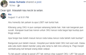 OKU diabai, hak LGBT diutamakan