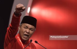Presiden UMNO, Datuk Seri Ahmad Zahid Hamidi berucap pada Ucapan Dasar sempena Perhimpunan Agung UMNO 2018 di Dewan Merdeka, Pusat Dagangan Dunia Putra (PWTC), Kuala Lumpur. foto NOOR ASREKUZAIREY SALIM, 29 SEPTEMBER 2019
