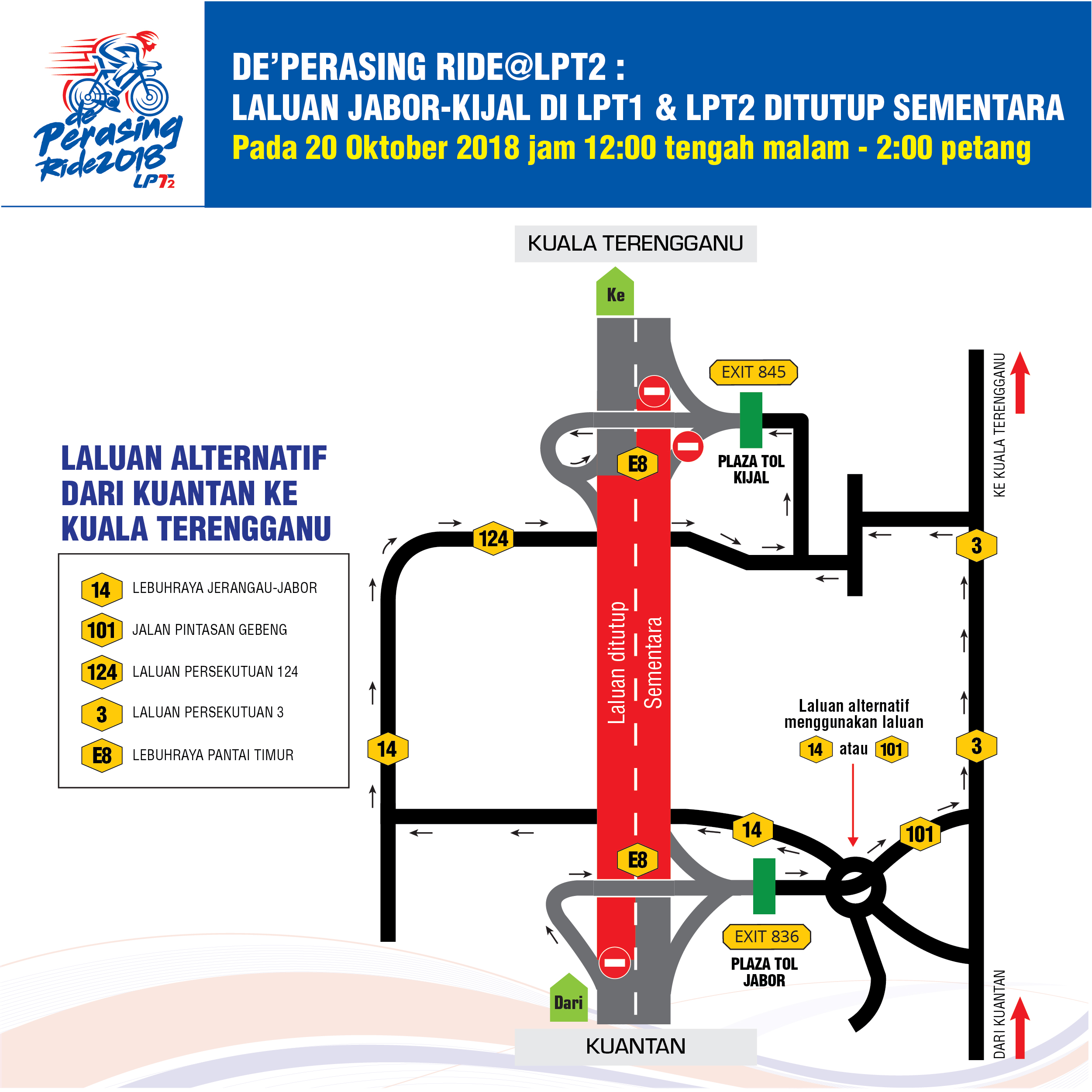 De’ Perasing ride road closure 2018 – alternative route Kuantan-K Tganu (1)