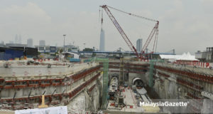 Kerja-kerja pembinaan ketika tinjauan Lensa MalaysiaGazette pada Majlis Pelancaran Kerja Pembinaan Terowong MRT Laluan Sungai Buloh-Serdang-Putrajaya di Stesen MRT Bandar Malaysia, Kuala Lumpur. foto FAREEZ FADZIL, 01 MAC 2018