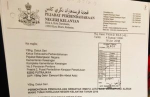 Surat permohonan daripada kerajaan negeri Kelantan.