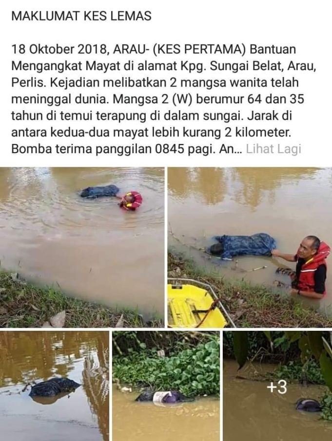 Mayat tiga beranak yang ditemukan terapung di Sungai Arau-Tambun Tulang hari ini menimbulkan tanya tanya oleh penduduk tiga buah kampung berhampiran sungai itu di sini.