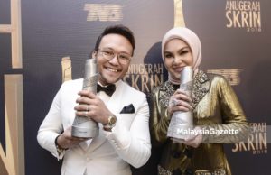 Pelakon, Shaheizy Sam bersama Datin Seri Umie Aida masing-masing memenangi Anugerah Pelakon Lelaki Terbaik Filem dan Pelakon Wanita Terbaik Filem pada Malam Anugerah Skrin 2018 (ASK2018) di Pusat Dagangan Dunia Putra (PWTC), Kuala Lumpur. foto AFIQ RAZALI, 02 NOVEMBER 2018.