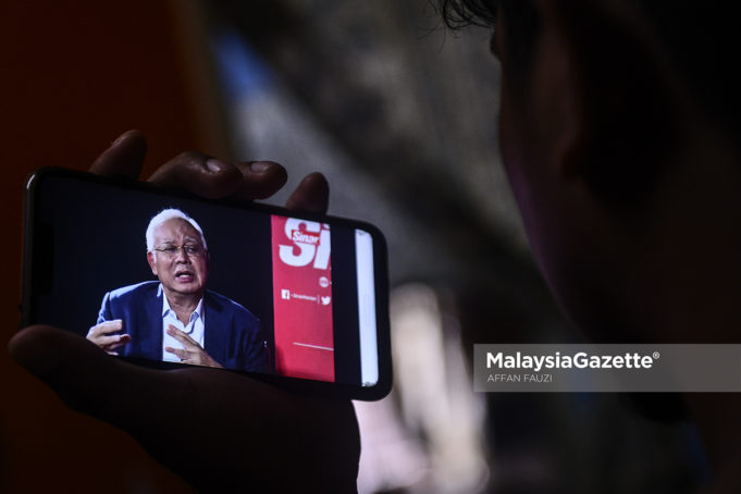 Datuk Seri Najib Tun Abdul Razak bercakap pada Wawancara Eksklusif Bersama Najib Razak anjuran Sinar Harian ketika tinjauan lensa Malaysia Gazette di Kuala Lumpur. foto AFFAN FAUZI, 22 NOVEMBER 2018