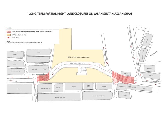 MEDIUM-TERM PARTIAL NIGHT LANE CLOSURES ON JALAN SULTAN AZLAN SHAH (1) MRT