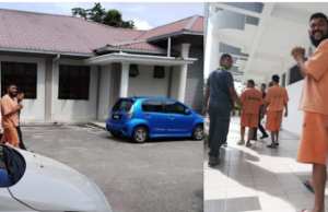 Papagomo yang memakai pakaian lokap dibawa keluar dari IPD Sepang dibawa ke mahkamah untuk mendapatkan reman tambahan.