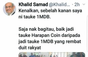 Status komen balas Khalid kepada Najib yang kurang disenangi warganet.