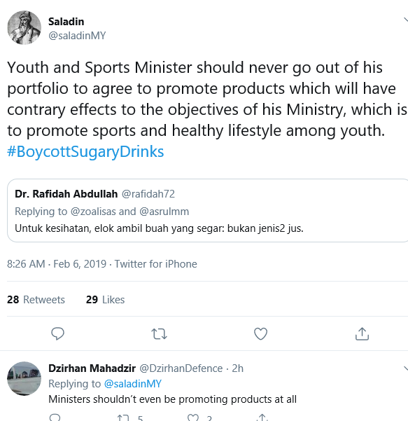 warganettegur Warganet tegur Syed Saddiq kerana lari dari portfolio kementeriannya mempromosi minuman berkarbonat.
