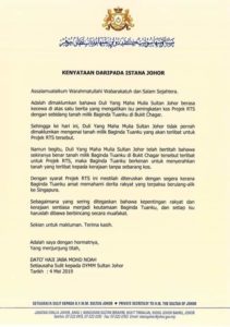 Istana Johor menjawab isu tanah Bukit Chagar