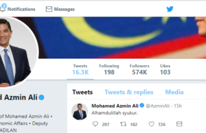 Mohamed Azmin melafaz syukur menerusi Twitternya hari ini.