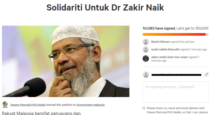 Tidak sampai 24 jam dilancarkan, petisyen ini sudah cecah lebih 141,000 tandatangan.