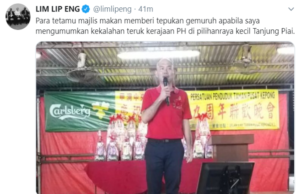Tetamu beri tepukan gemuruh apabila saya umum PH kalah teruk – Lim Lip Eng