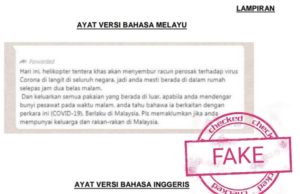 Viral helikopter khas sembur racun perosak Covid-19 adalah palsu