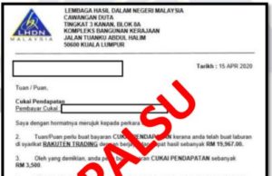 LHDN nafi keluar surat mohon bayar baki cukai