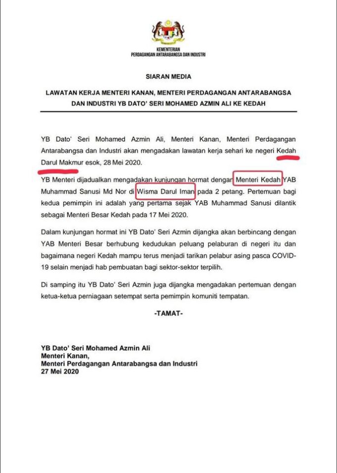 Azmin nak ke Kedah atau Pahang?