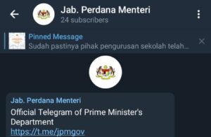 Akaun telegram atas nama JPM adalah palsu