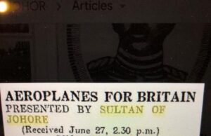 Sultan Johor pernah hadiahkan kapal terbang kepada British – TMJ