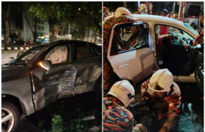 Lelaki tersepit selepas kereta bertembung