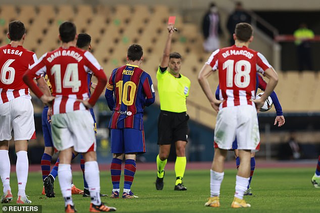 red card messi