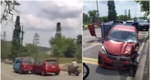 reckless driving Myvi accident Puchong