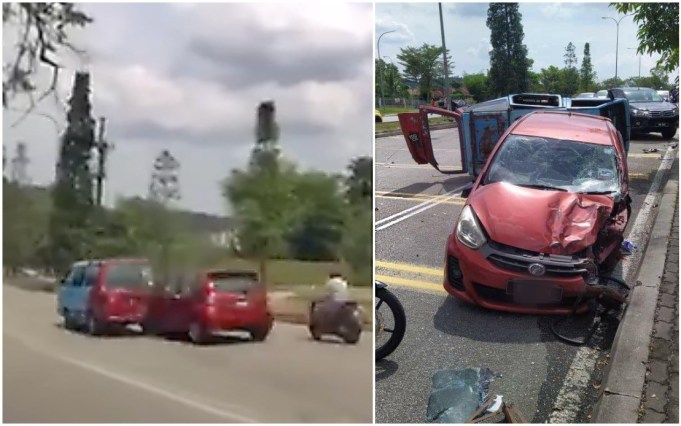 reckless driving Myvi accident Puchong