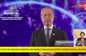 Prime Minister Tan Sri Muhyiddin Yassin speaks during the virtual launch of MyDIGITAL and Malaysia Digital Economy Blueprint. PIX: HAZROL ZAINAL / MalaysiaGazette / 19 FEBRUARY 2021.