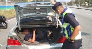 A woman hid her stepson in the car trunk to travel inter-district merely to shop at a supermarket in Seberang Jaya yesterday.