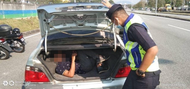 A woman hid her stepson in the car trunk to travel inter-district merely to shop at a supermarket in Seberang Jaya yesterday.