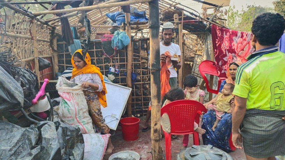 Many of the shelters were made with bamboo or wood.  PIX: BBC Rohingya refugee camp fire Bangladesh