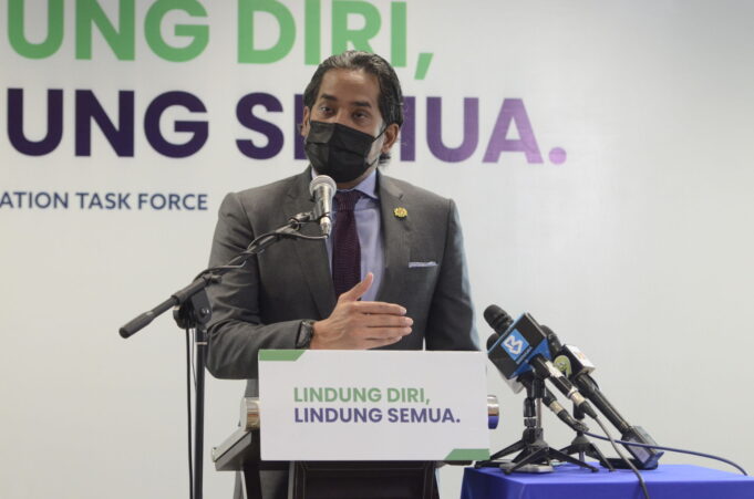 Minister of Science, Technology and Innovation, Khairy Jamaluddin Abu Bakar during a news conference on the National Covid-19 Immunisation Programme (PICK) in Putrajaya. PIX: MalaysiaGazette Covid-19 vaccination vaccine MySejahtera