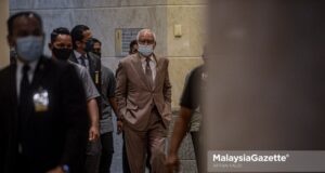 Former Prime Minister, Datuk Seri Najib Tun Razak arrives at the Palace of Justice to set aside his conviction on corruption charges over the funds of SRC International Sdn Bhd. PIX: AFFAN FAUZI / MalaysiaGazette / 05 APRIL 2021.