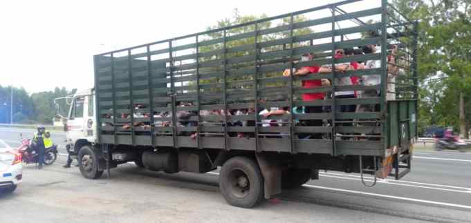 The police detained a lorry fetching Covid-19 positive patients at Sungai Lalang, Sungai Petani, yesterday. chicken processing factory