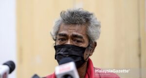 Army Veteran,  Private Suria Mohamad Hassan at a news conference on the controversy that surrounds him and his family who lived under a bridge at the Kuala Lumpur MAF Veteran Association. PIX: HAFIZ SOHAIMI / MalaysiaGazette / 23 JUNE 2021